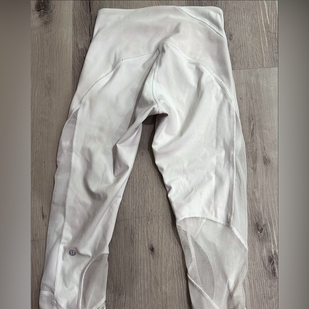 Lululemon White Mesh Cropped Leggings